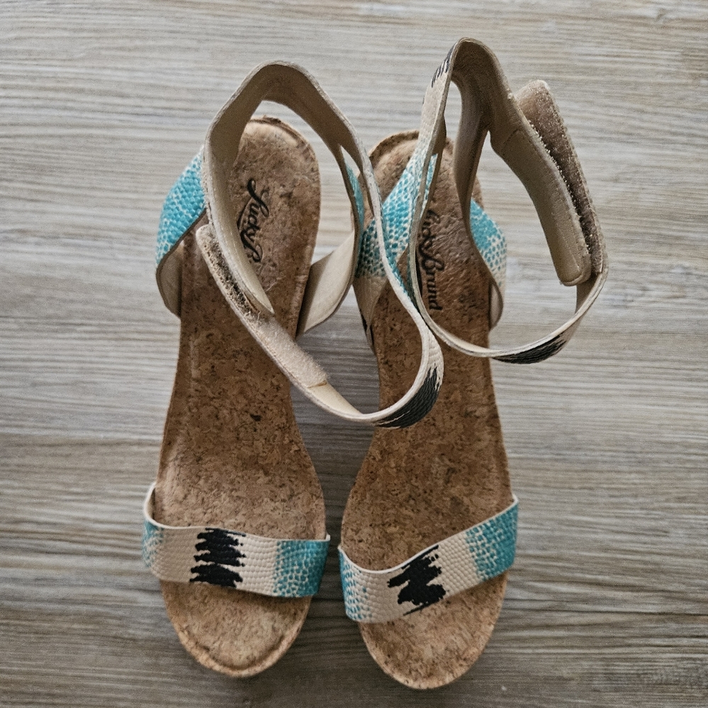 Lucky Brand McDowell Cork Wedges, 8-1/2, NWOT